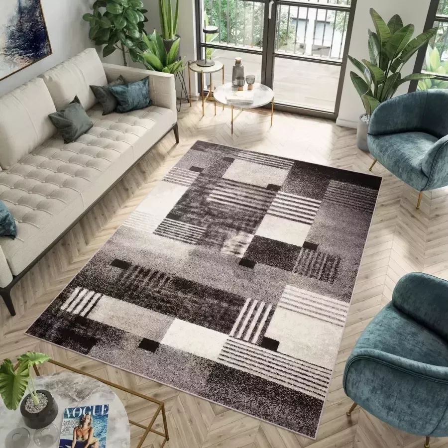 Tapiso Fiesta Vloerkleed Grijs Woonkamer Tapijt Maat- 240x340