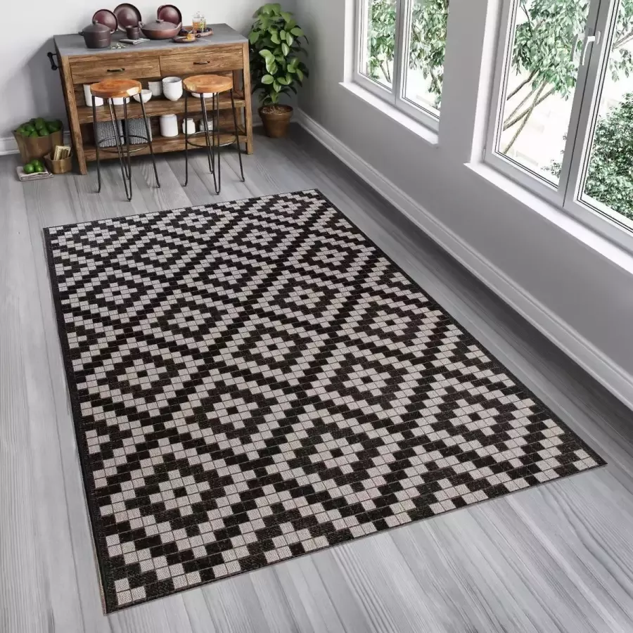 Tapiso Floorlux Vloerkleed Tapijt Antraciet Keuken Kleed Maat– 160x230