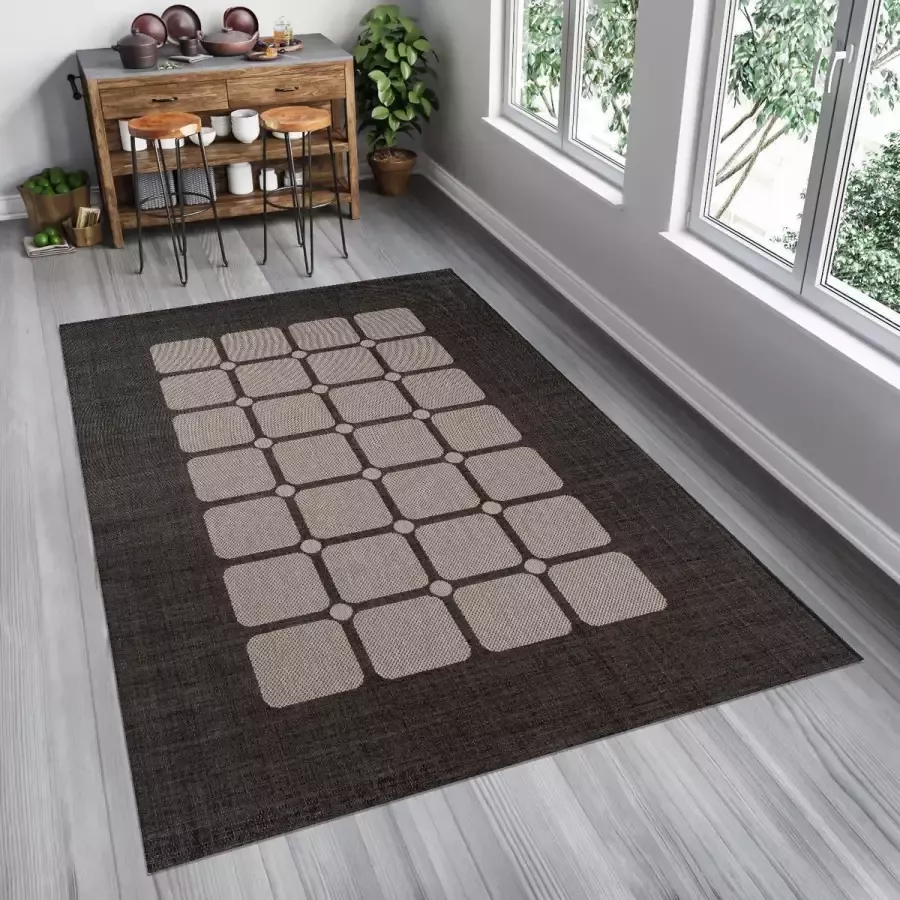 Tapiso Floorlux Vloerkleed Tapijt Antraciet Silver Keuken Kleed Maat– 80x150