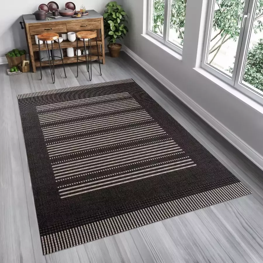 Tapiso Floorlux Vloerkleed Tapijt Keuken Kleed Antraciet Maat– 140x200