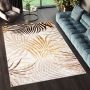 Tapiso Golden Vloerkleed Beige Licht Bruin Bladeren Modern Tapijt Maat- 80x150 - Thumbnail 1