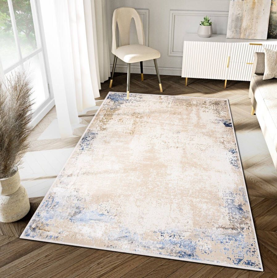 Tapiso Hera Vloerkleed Beige Blauw Creme Modern Stijvol Tapijt Maat- 120x170