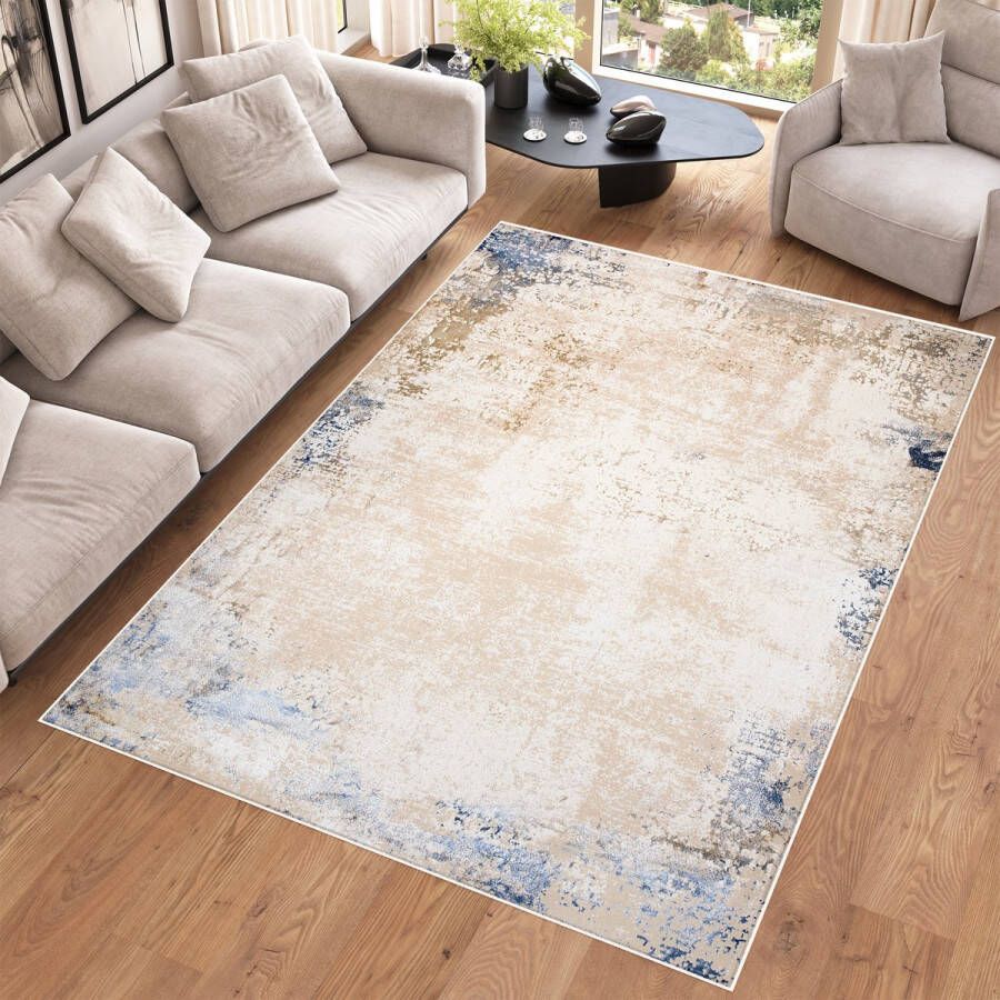 Tapiso Hera Vloerkleed Beige Blauw Creme Modern Stijvol Tapijt Maat- 120x170