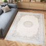 Tapiso Hera Vloerkleed Beige Blauw Woonkamer Licht Vintage Frame Tapijt Maat- 160x230 - Thumbnail 1