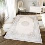 Tapiso Hera Vloerkleed Beige Blauw Woonkamer Licht Vintage Frame Tapijt Maat- 80x150 - Thumbnail 2