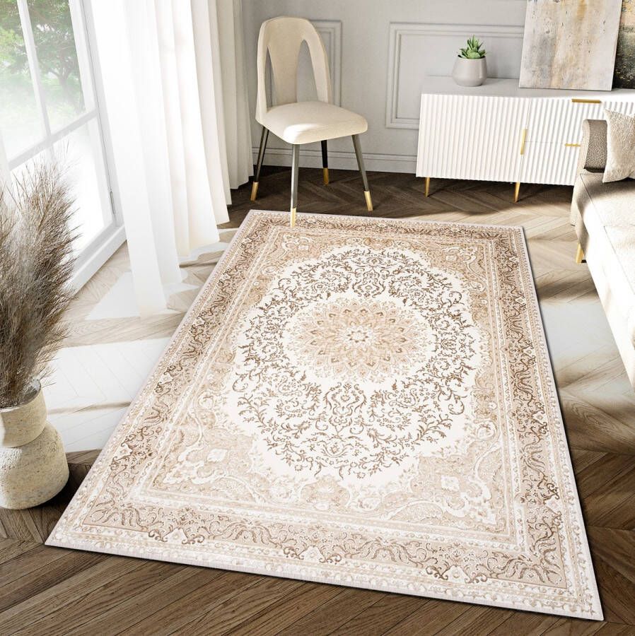 Tapiso Hera Vloerkleed Beige Vintage Woonkamer Oosters Tapijt Maat- 120x170 - Foto 2