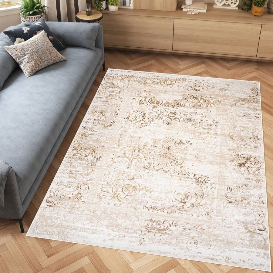 Tapiso Hera Vloerkleed Beige Woonkamer Gezaagd Tapijt Maat- 120x170