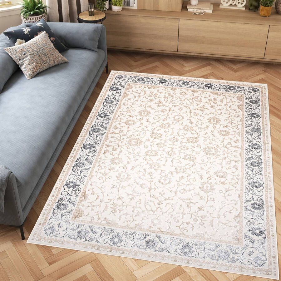 Tapiso Hera Vloerkleed Beige Woonkamer Klassiek Tapijt Maat- 140x200