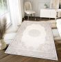 Tapiso Hera Vloerkleed Beige Woonkamer Licht Vintage Frame Tapijt Maat- 80x150 - Thumbnail 2