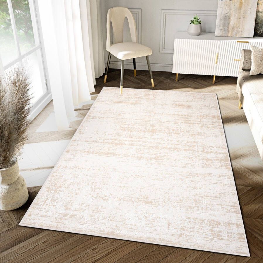 Tapiso Hera Vloerkleed Beige Woonkamer Vintage Slaapkamer Tapijt Maat- 120x170