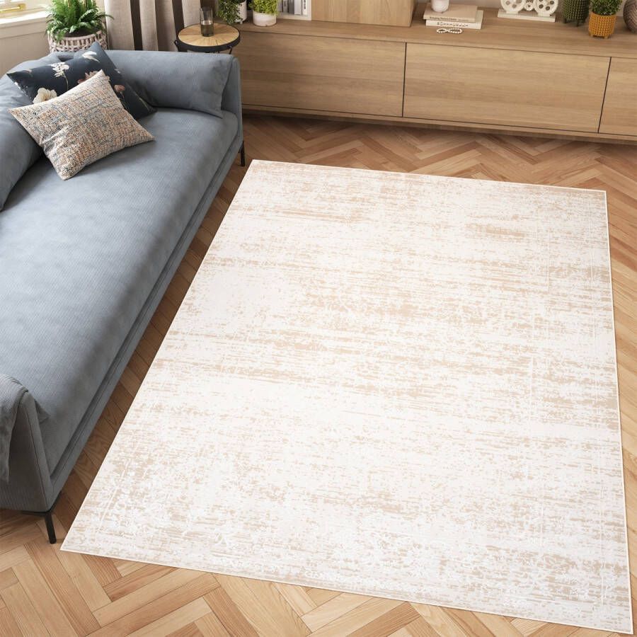 Tapiso Hera Vloerkleed Beige Woonkamer Vintage Slaapkamer Tapijt Maat- 120x170