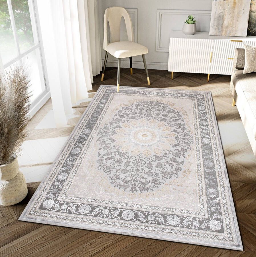 Tapiso Hera Vloerkleed Grijs Lichtgrijs Klassiek Woonkamer Tapijt Maat- 80x150 - Foto 2