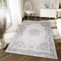 Tapiso Hera Vloerkleed Grijs Woonkamer Licht Vintage Frame Tapijt Maat- 140x200 - Thumbnail 2