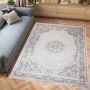 Tapiso Hera Vloerkleed Grijs Woonkamer Licht Vintage Frame Tapijt Maat- 140x200 - Thumbnail 1