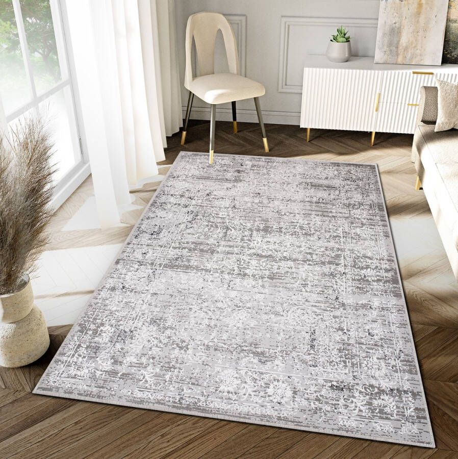 Tapiso Hera Vloerkleed Grijs Woonkamer Vintage Slaapkamer Tapijt Maat- 160x230 - Foto 2