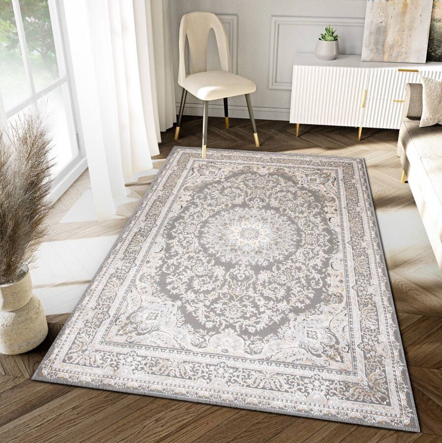 Tapiso Hera Vloerkleed Lichtgrijs Vintage Woonkamer Oosters Tapijt Maat- 80x150 - Foto 2