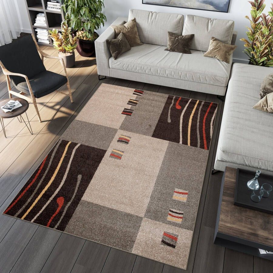 Tapiso Jawa Vloerkleed Bruin Beige Laagpolig Rug Tapijt Maat- 200x290