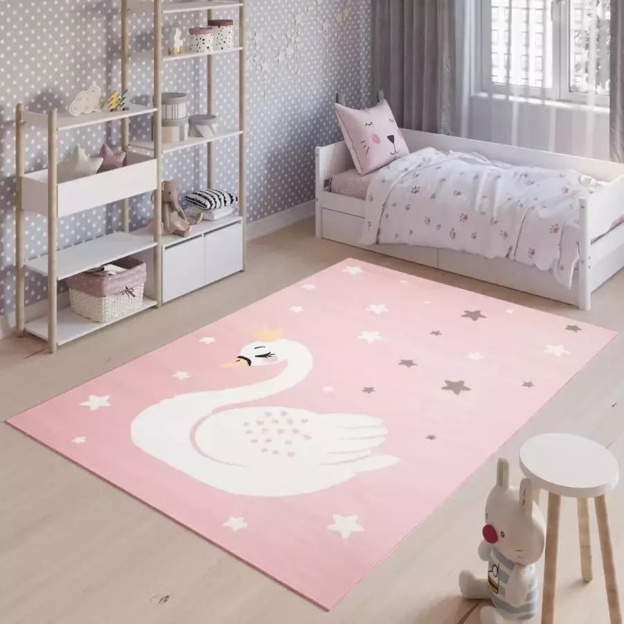 Tapiso Jolly Vloerkleed Roze Speelkleed Kinderkamer Babykamer Maat- 300x400
