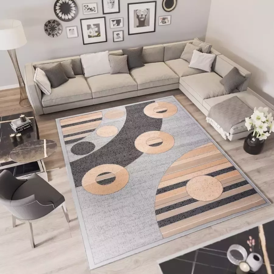 Tapiso Laila Vloerkleed Grijs Klassiek Woonkamer Tapijt Maat- 200x300