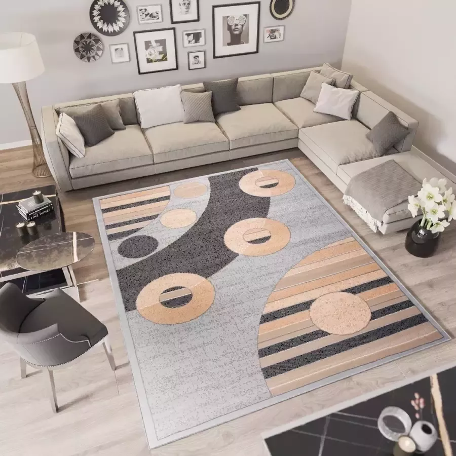 Tapiso Laila Vloerkleed Grijs Klassiek Woonkamer Tapijt Maat- 160x230