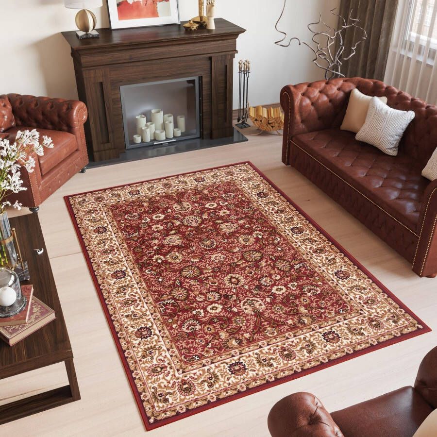 Tapiso Laila Vloerkleed Rood Gebloemd Klassiek Woonkamer Tapijt Maat- 80x150
