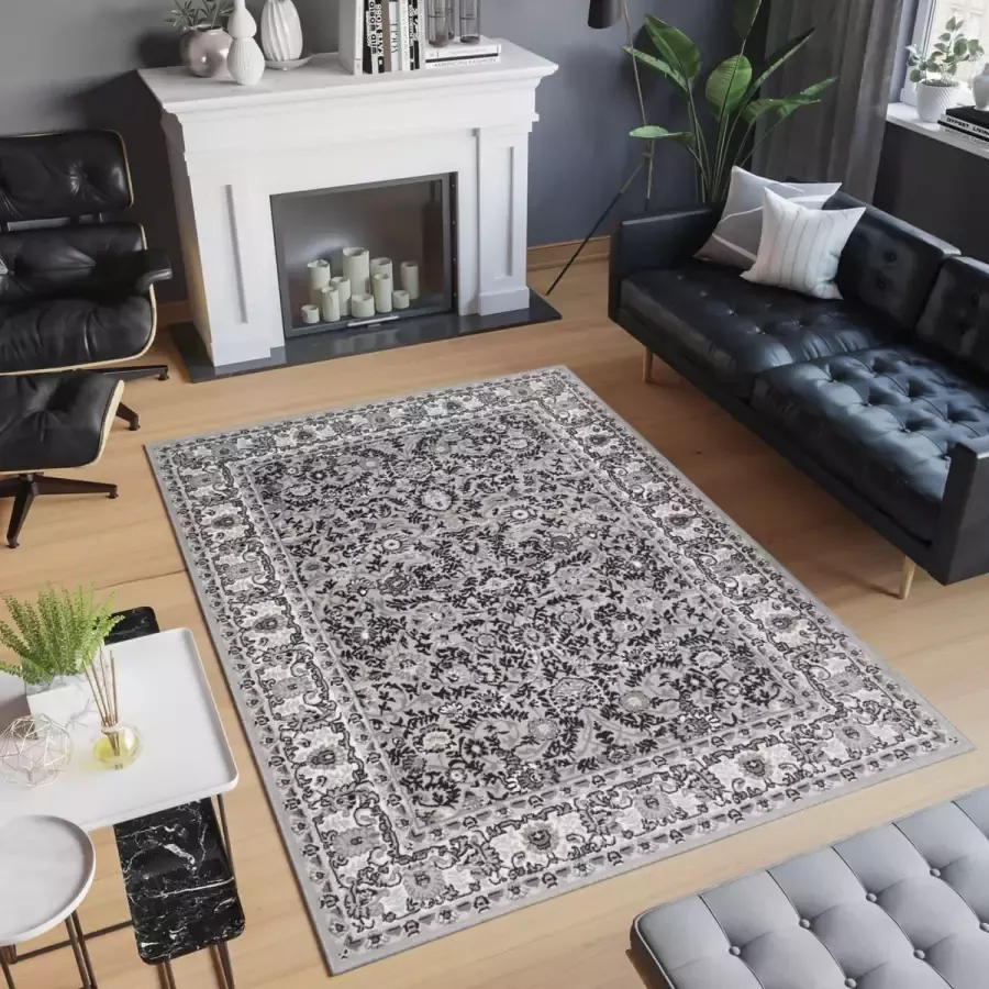 Tapiso Laila Vloerkleed Tapijt Grijs Oosters Oriental Maat- 140x190