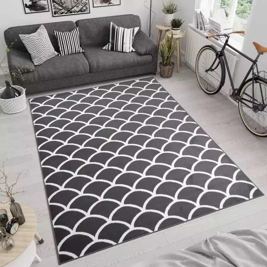 Tapiso Luxury Vloerkleed Grijs Modern Woonkamer Donker Tapijt Maat- 250x350