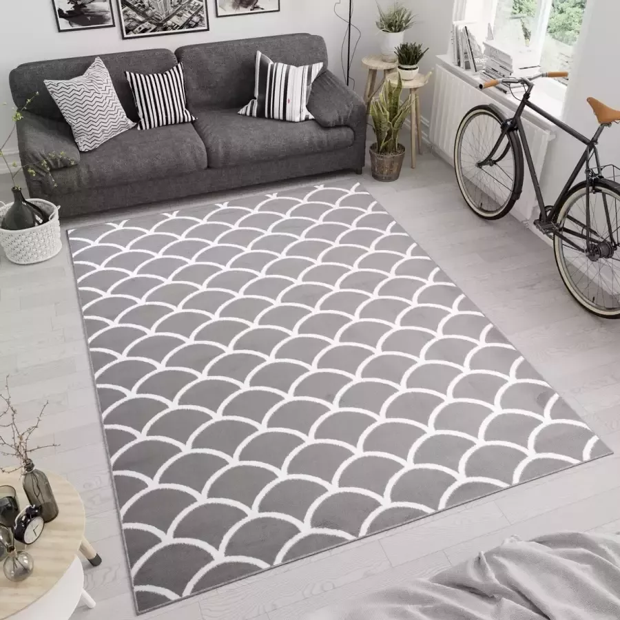 Tapiso Luxury Vloerkleed Grijs Wit Modern Woonkamer Tapijt Maat- 250x300