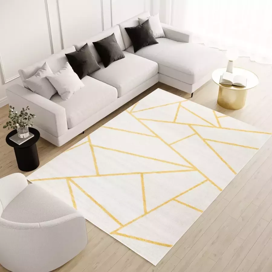 Tapiso Malesia Vloerkleed Abstract Geel Tapijt Maat- 300x400