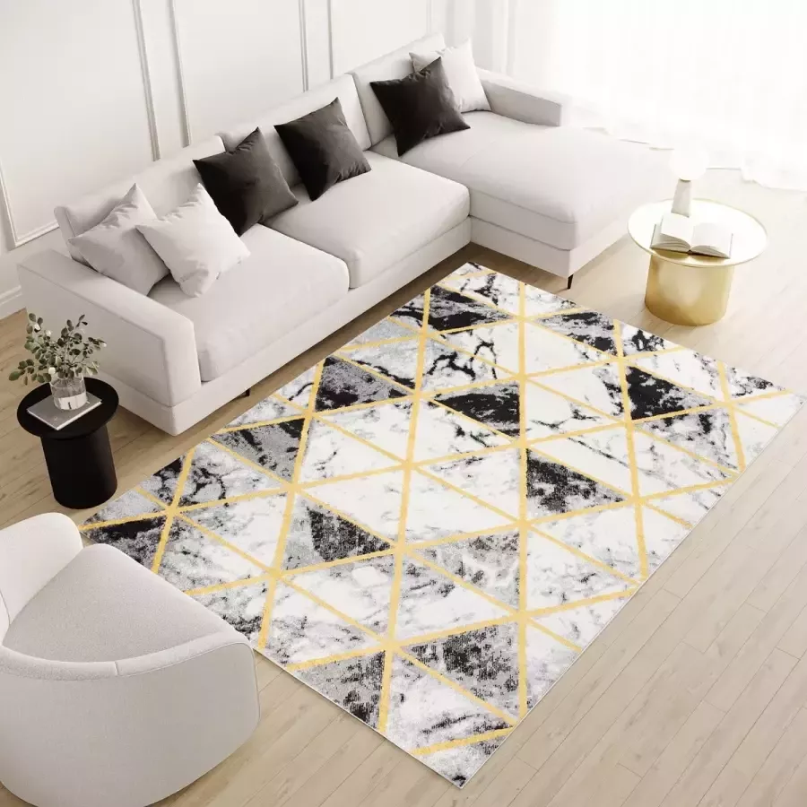 Tapiso Malesia Vloerkleed Geel Abstract Tapijt Maat- 200x300