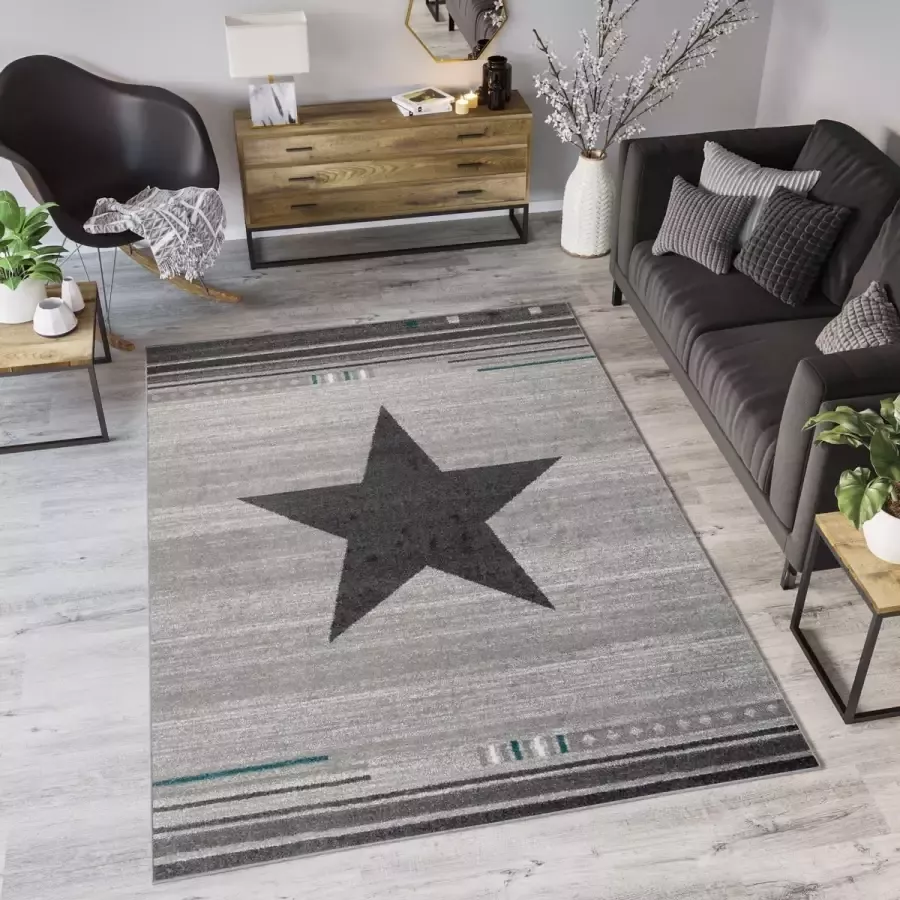Tapiso Maroko Vloerkleed Woonkamer Grijs Tapijt Maat- 160x203