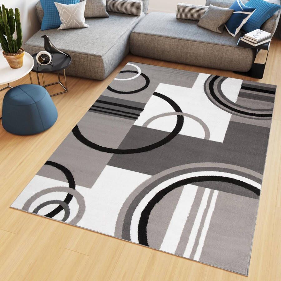 Tapiso Maya Vloerkleed Grijs Tapijt Woonkamer Modern Kleed Maat- 180x250