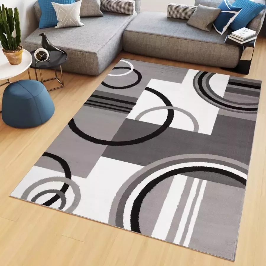 Tapiso Maya Vloerkleed Grijs Tapijt Woonkamer Modern Kleed Maat- 180x250