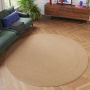 Tapiso Mono Rond Vloerkleed Beige Laagpolig Effen Tapijt Maat- 160x160 - Thumbnail 2