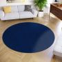 Tapiso Mono Rond Vloerkleed Navy Laagpolig Effen Tapijt Maat- 120x120 - Thumbnail 1