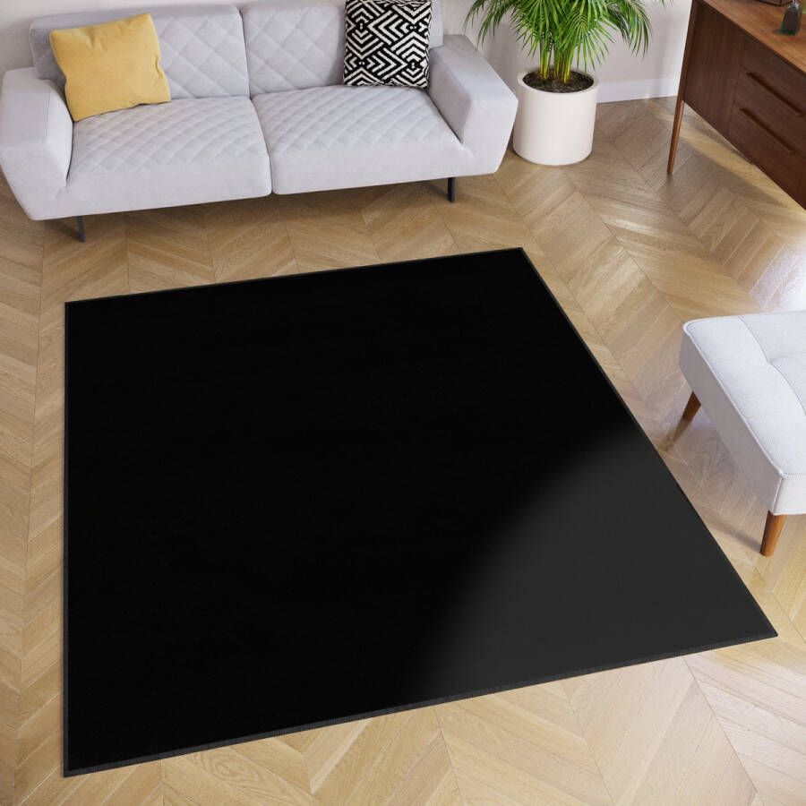 Tapiso Mono Square Vloerkleed Antraciet Laagpolig Vierkant Tapijt Maat- 120x120