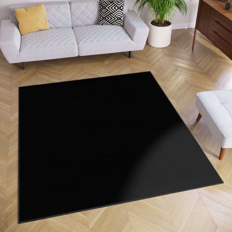 Tapiso Mono Square Vloerkleed Antraciet Laagpolig Vierkant Tapijt Maat- 160x160