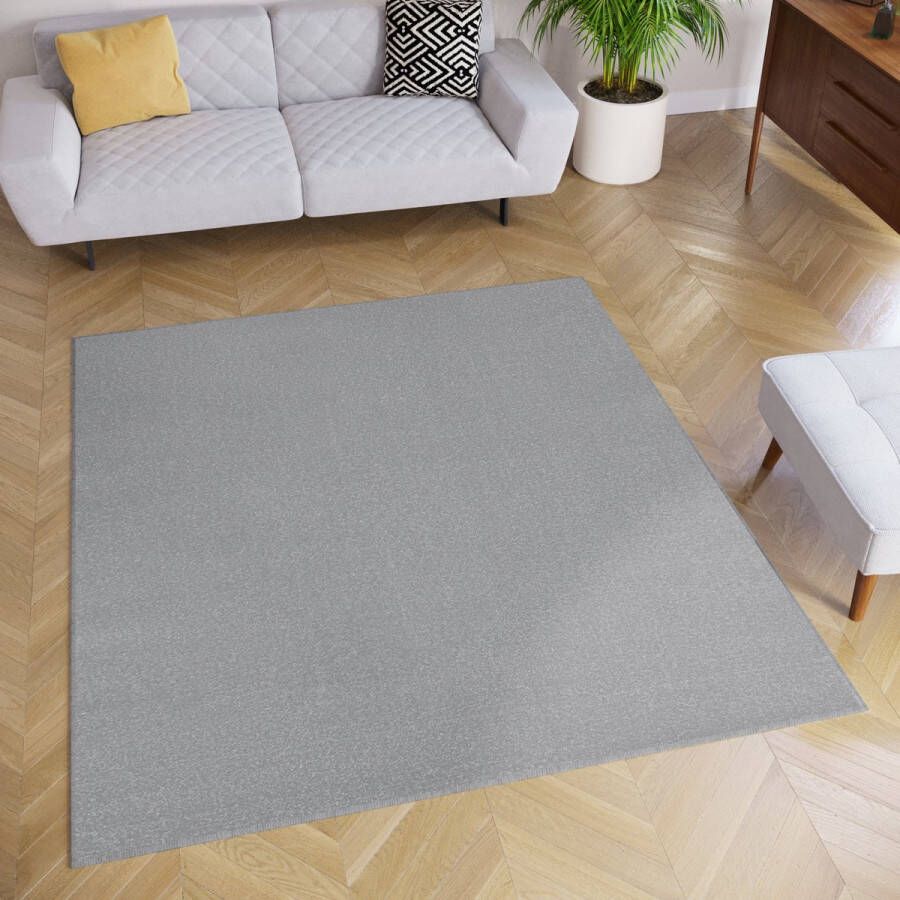 Tapiso Mono Square Vloerkleed Laagpolig Grijs Vierkant Tapijt Maat- 160x160