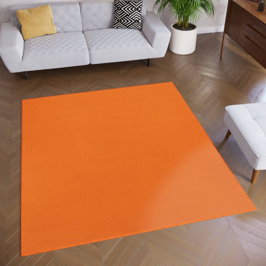 Tapiso Mono Square Vloerkleed Oranje Laagpolig Vierkant Tapijt Maat- 120x120