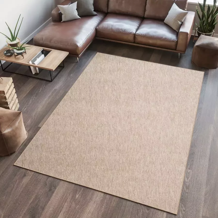 Tapiso Nizza Vloerkleed Laagpolig Beige Woonkamer Tapijt Maat- 120x170