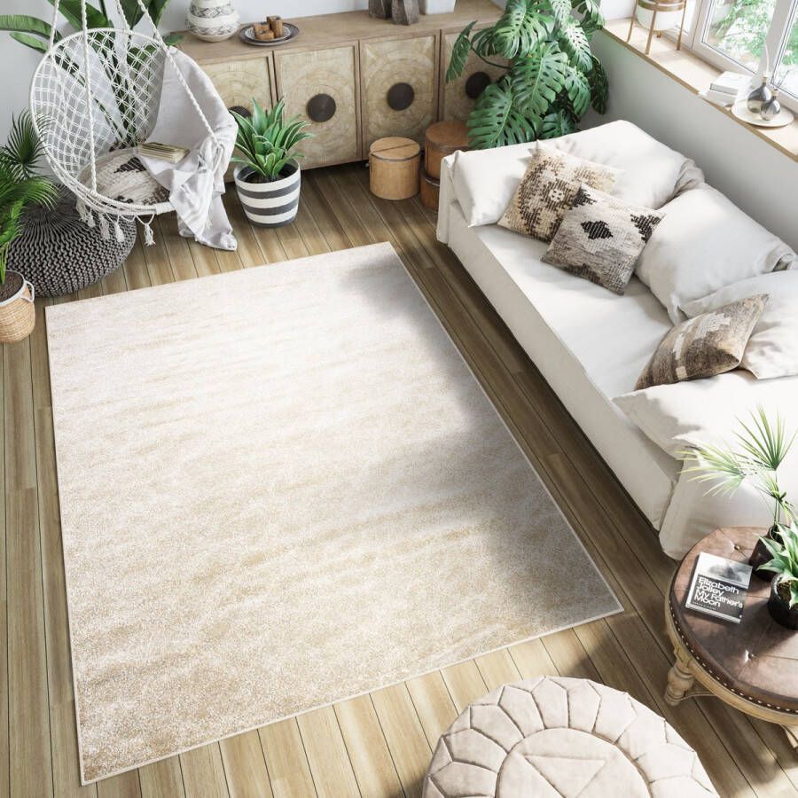 Tapiso Petra Vloerkleed Beige Binnenkleed Woonkamer Tapijt Maat- 120x170