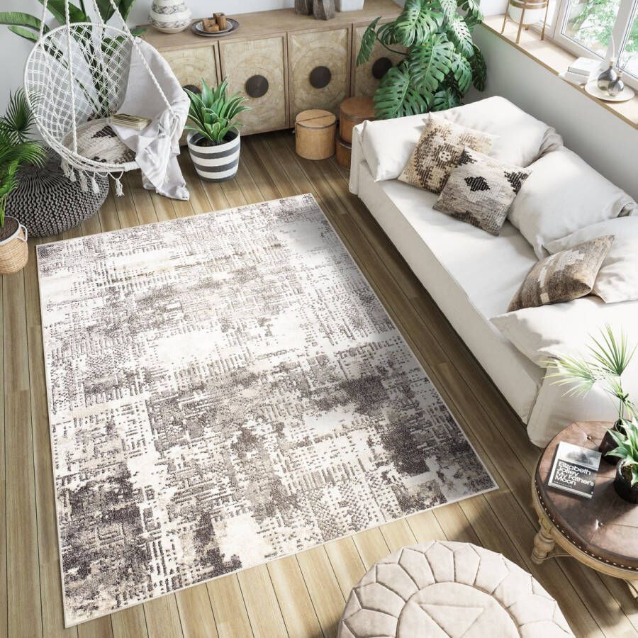 Tapiso Petra Vloerkleed Beige Laagpolig Karpetten Tapijt Maat- 300x400