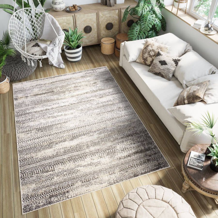 Tapiso Petra Vloerkleed Beige Woonkamer Modern Tapijt Maat- 200x300