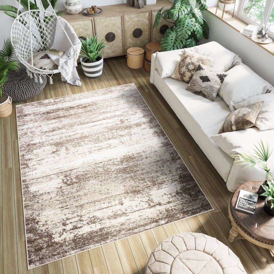 Tapiso Petra Vloerkleed Laagpolig Beige Karpetten Tapijt Maat- 140x200