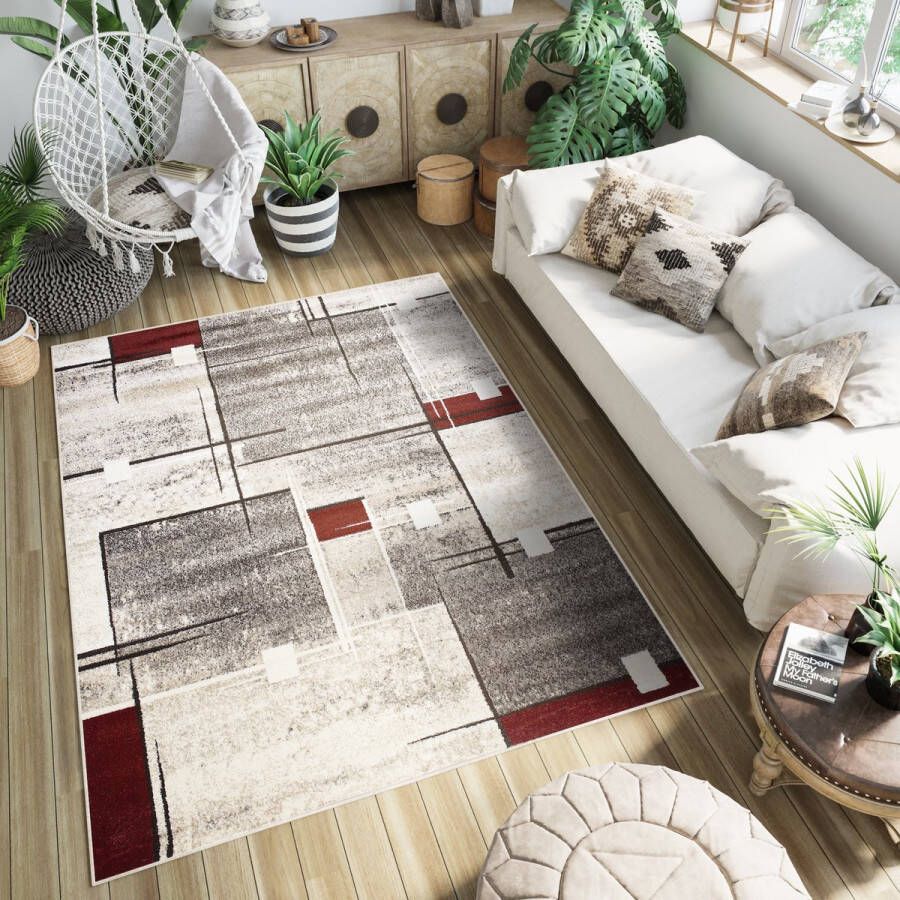 Tapiso Petra Vloerkleed Laagpolig Woonkamer Tapijt Maat- 80x150