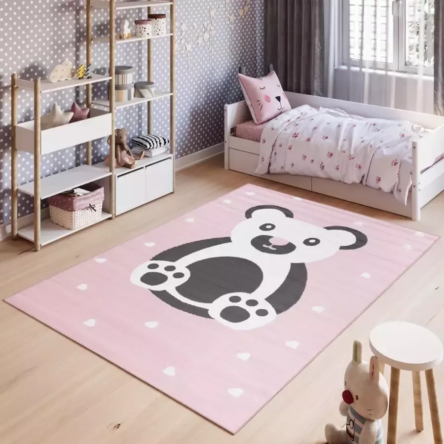 Tapiso Pinky Vloerkleed Roze Dieren Kinderkamer Speeltapijt Kleed Maat- 180x250