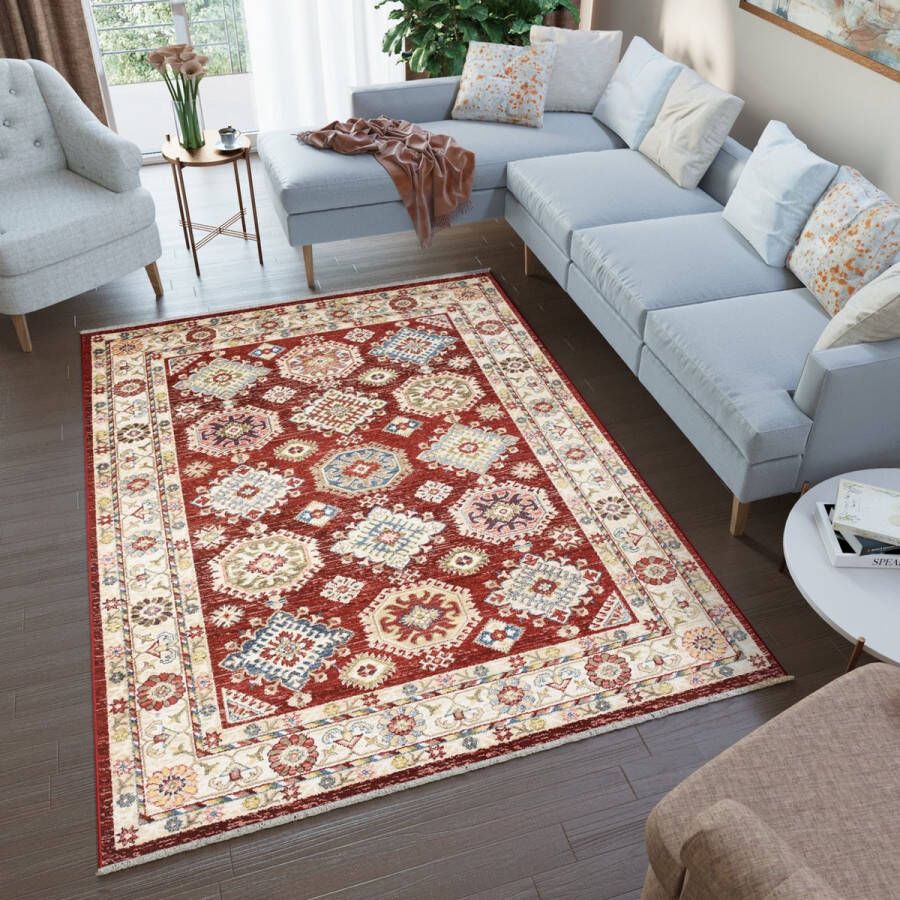 Tapiso Rivoli Vloerkleed Vintage Laagpolig Rood Tapijt Maat- 200x305