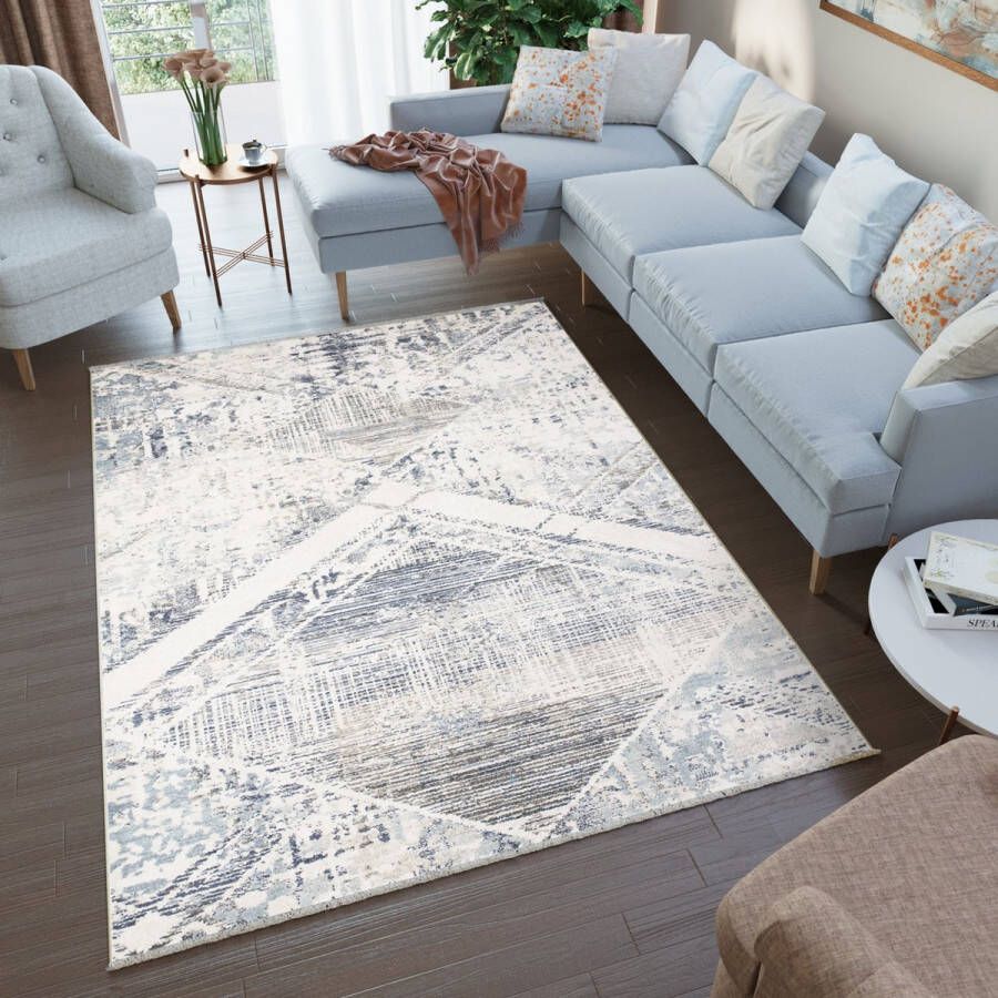 Tapiso Rivoli Vloerkleed Vintage Lichtgrijs Laagpolig Tapijten Maat- 160x225