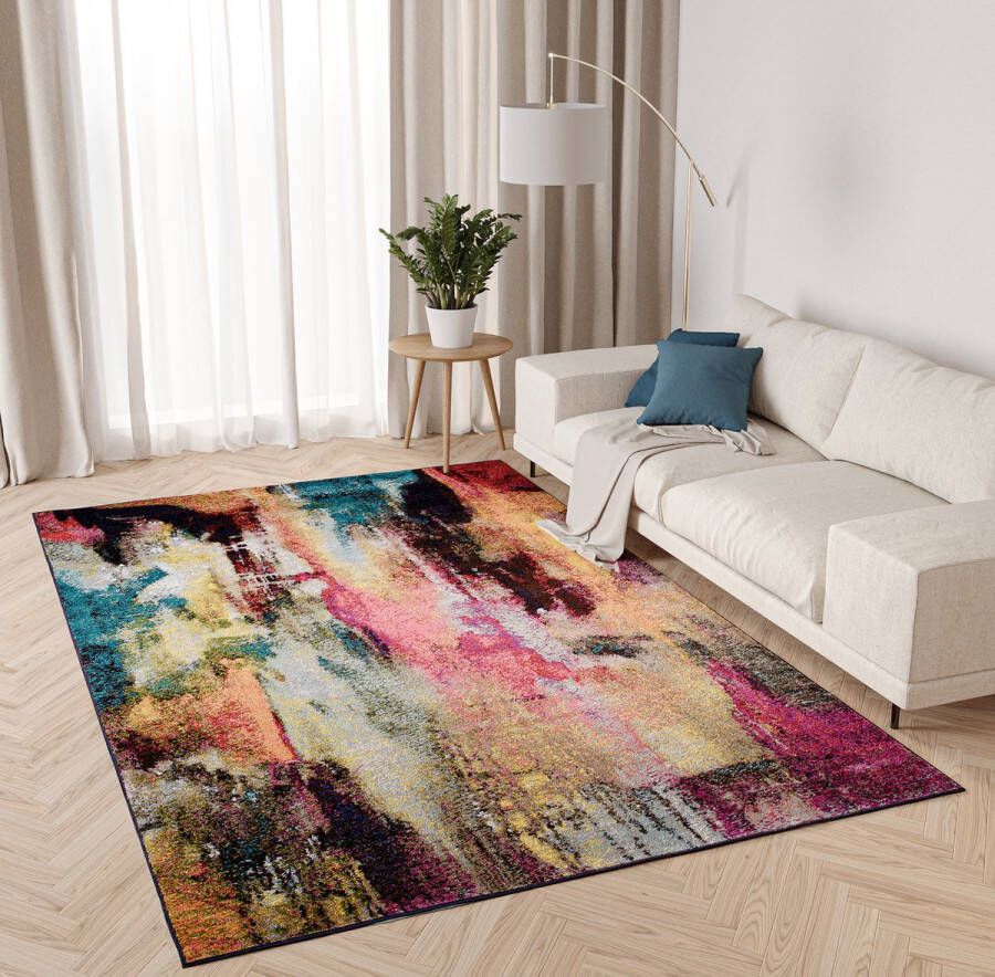 Tapiso Salsa Vloerkleed Beige Roze Abstract Woonkamer Tapijt Maat- 160x220