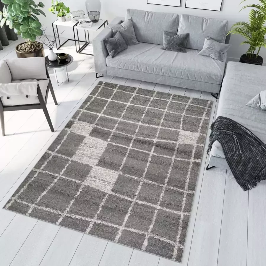 Tapiso Sari Vloerkleed Woonkamer Grijs Tapijt Karpet Maat- 140x176